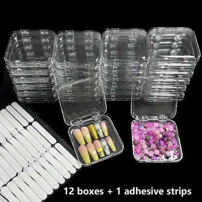 20pcs Press On Nail Packaging Boxes With Double Sided Adhesive Nail Tape Acrylic Press On Nail Storage Box in 4 Colors For Nail