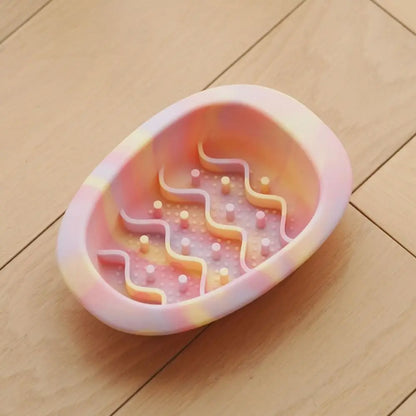 Silicone Pet Slow Food Bowl Help Healthy Multiple Colors Pet Licking Pad Anti Overturning Anti Knock Pet Bowl for Dogs and Cats
