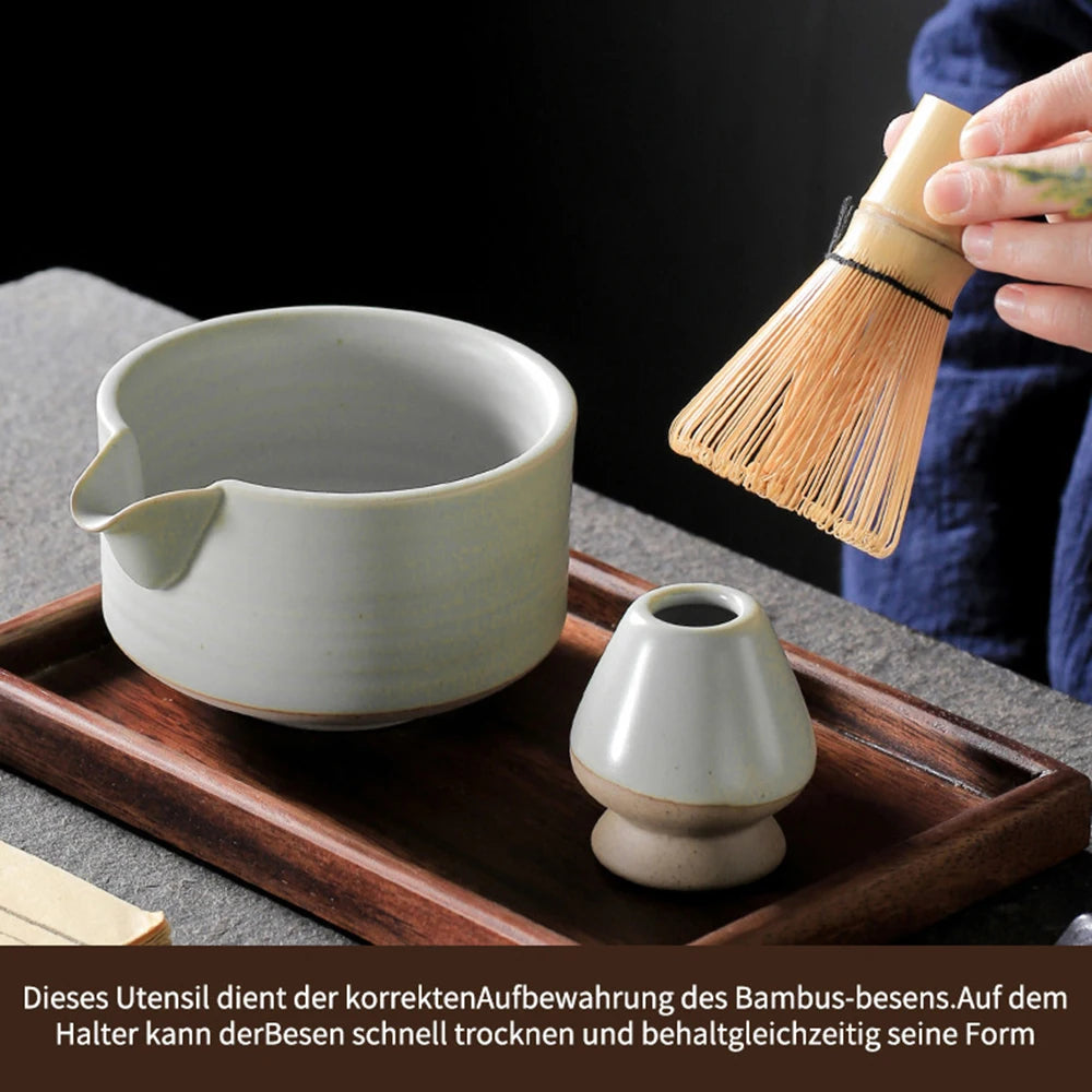 Japanese Matcha Whisk Stand Reusable Matcha Making with Ceramic Matcha Bowl Matcha Whisk Holder Tea Accessories Teaware