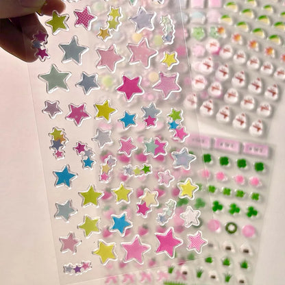 3D Clover Stickers Journal Stickers Strawberry Decorative Stickers for Phone Cases Fireworks DIY Craft Supplies