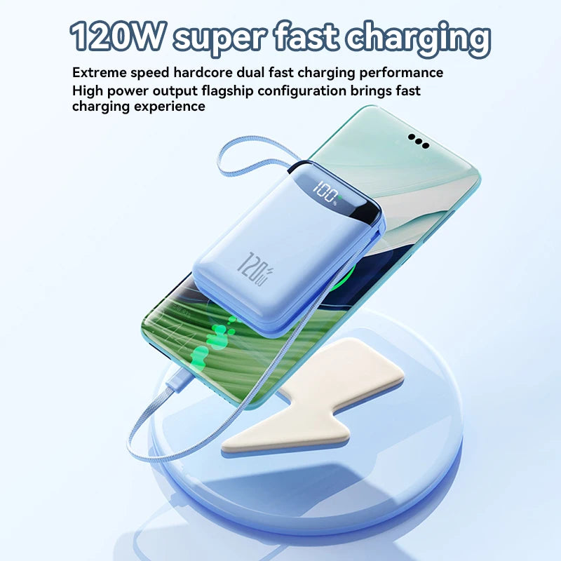 120W Power Bank With Charging Cables 100000mah Large Capacity Portable External Battery For Multi Phones Emergency Supply