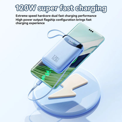 120W Power Bank With Charging Cables 100000mah Large Capacity Portable External Battery For Multi Phones Emergency Supply