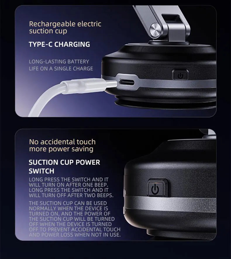 Magnetic Car Mobile Phone Holder Mount Foldable 360 Degree Rotating Vacuum Adsorption Smartphone Holder Multifunction