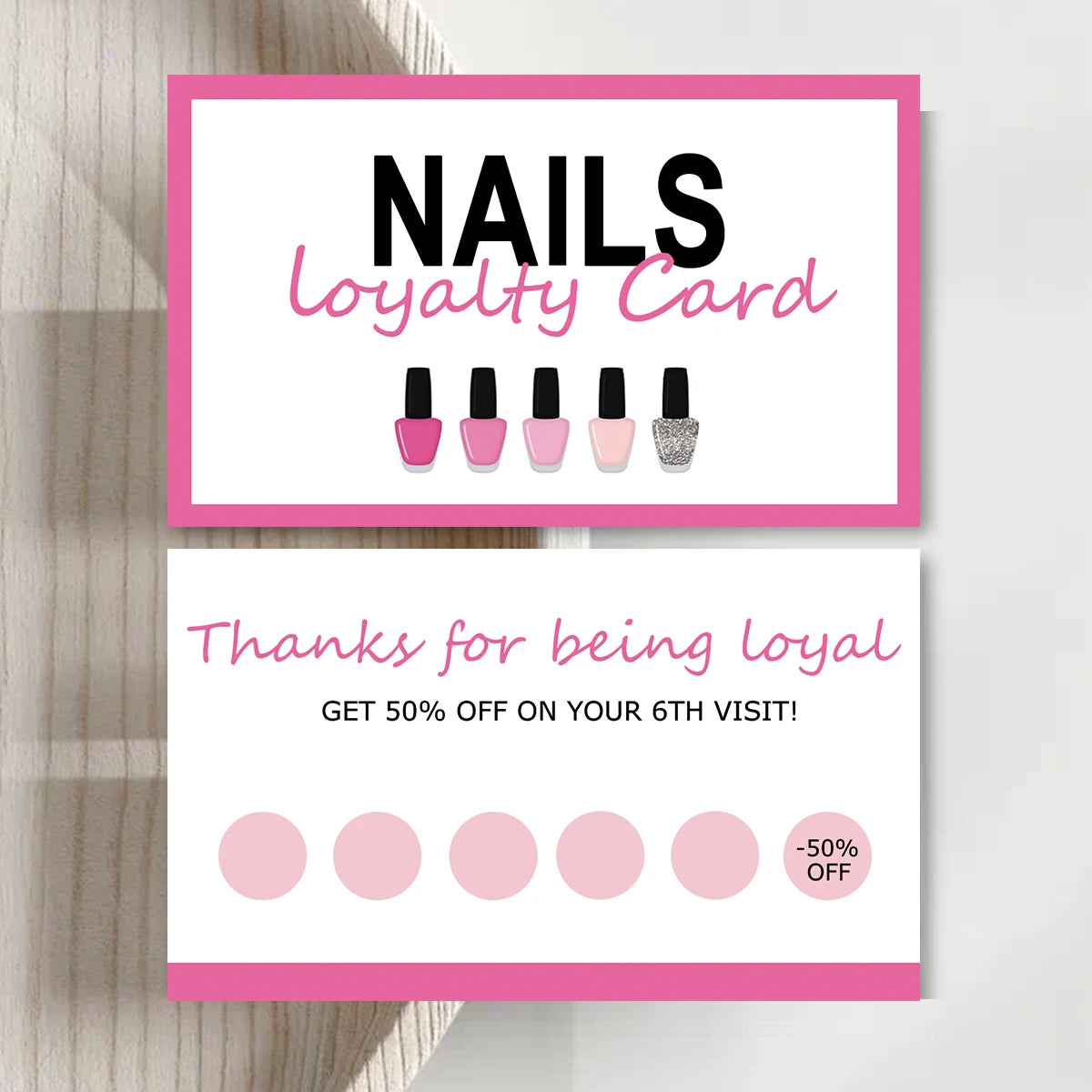 50pcs Nails Business Card  Press On Nail Loyalty Card Board Nail Discount Card Board Nails Accessories Tools
