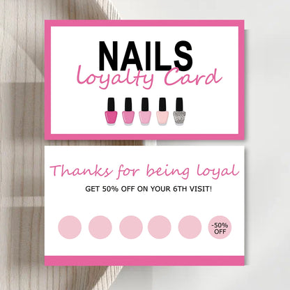 50pcs Nails Business Card  Press On Nail Loyalty Card Board Nail Discount Card Board Nails Accessories Tools