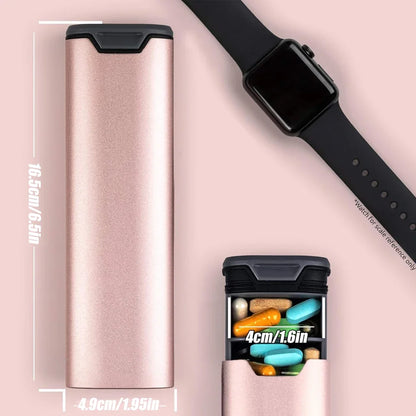 1Pcs 7 Day Weekly Pill Organizer,Premium Stylish Aluminum and Wood Large Capacity Pill Box for Supplements,Vitamins and Medicine