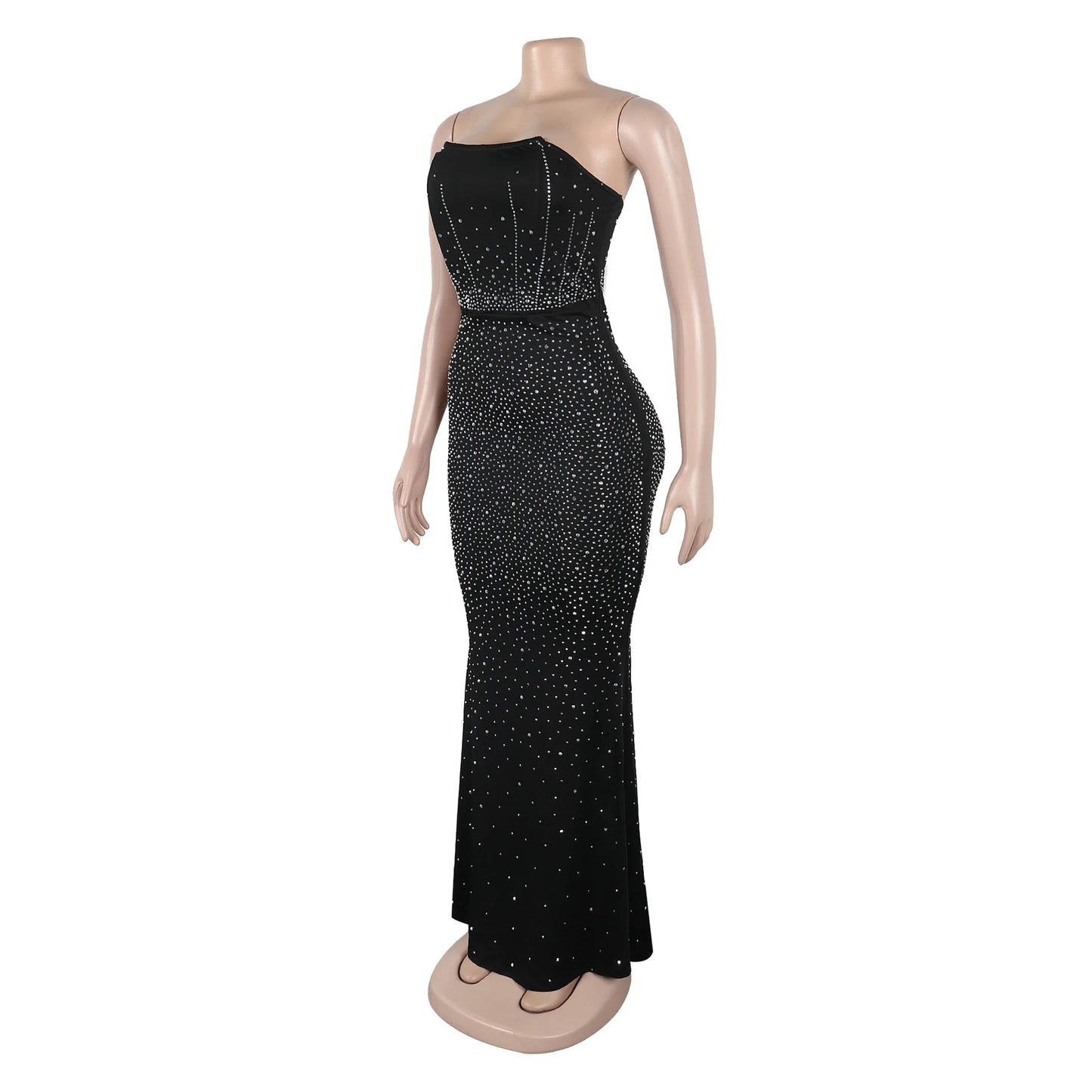 CM.YAYA Diamonds Hot Rhinestones Strapless Women Sleeveless Long Dress 2025 Spring Birthday Party Evening Prom Maxi Dresses