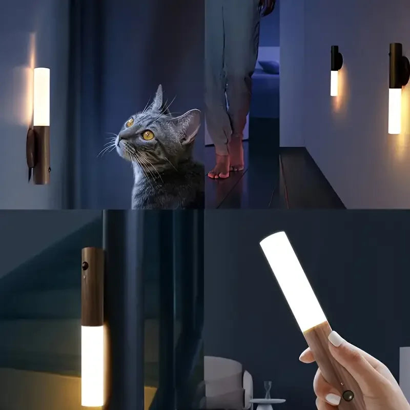 Smart Motion Sensor Night Light, Rechargeable LED Wall/Cabinet Light for Bedroom,Kitchen, Bathroom - Anti-Collision & Shockproof