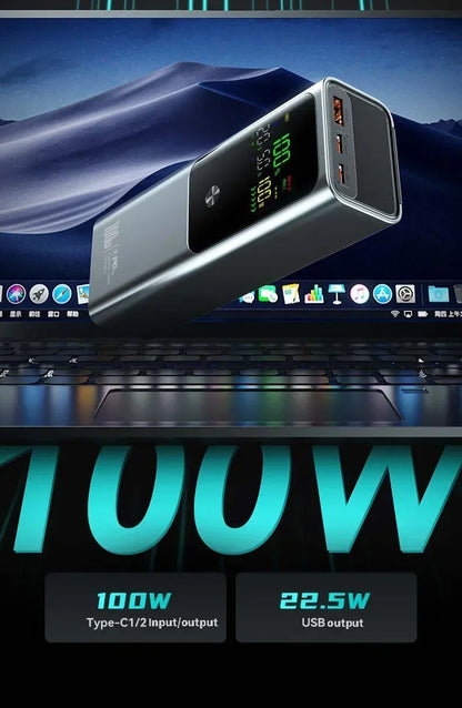 New PD100W Fast Charging Power Bank 20000mAh High Capacity Portable Charger External Spare Battery Laptop Powerbank for IPhone