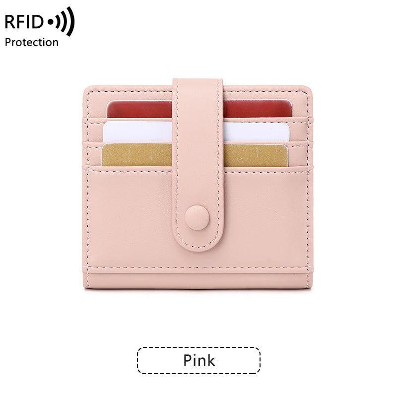 RFID Anti-blocking Wallet for Women, Multi-Card, Credit Card Bag, Lightweight and Simple, Short Buckle, Small, Fashion Wallet