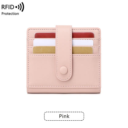 RFID Anti-blocking Wallet for Women, Multi-Card, Credit Card Bag, Lightweight and Simple, Short Buckle, Small, Fashion Wallet