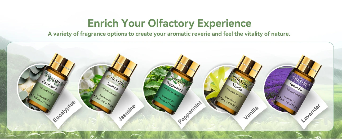 PHATOIL 15 Bottles Essential Oils Set-5ml Lavender Eucalyptus Vanilla Peppermint Rose Lemon Cinnamon Aromatherapy Essential Oils