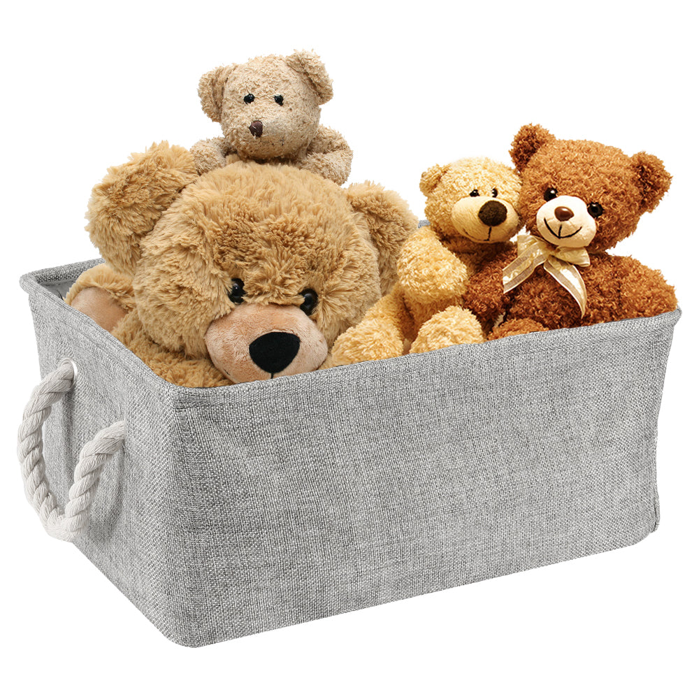 Linen Storage Basket With Handle Foldable Laundry Baskets Cosmetics Container Cotton Sundries Storage Box Grey Desktop Organizer