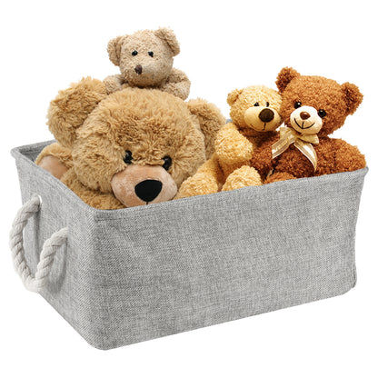 Linen Storage Basket With Handle Foldable Laundry Baskets Cosmetics Container Cotton Sundries Storage Box Grey Desktop Organizer