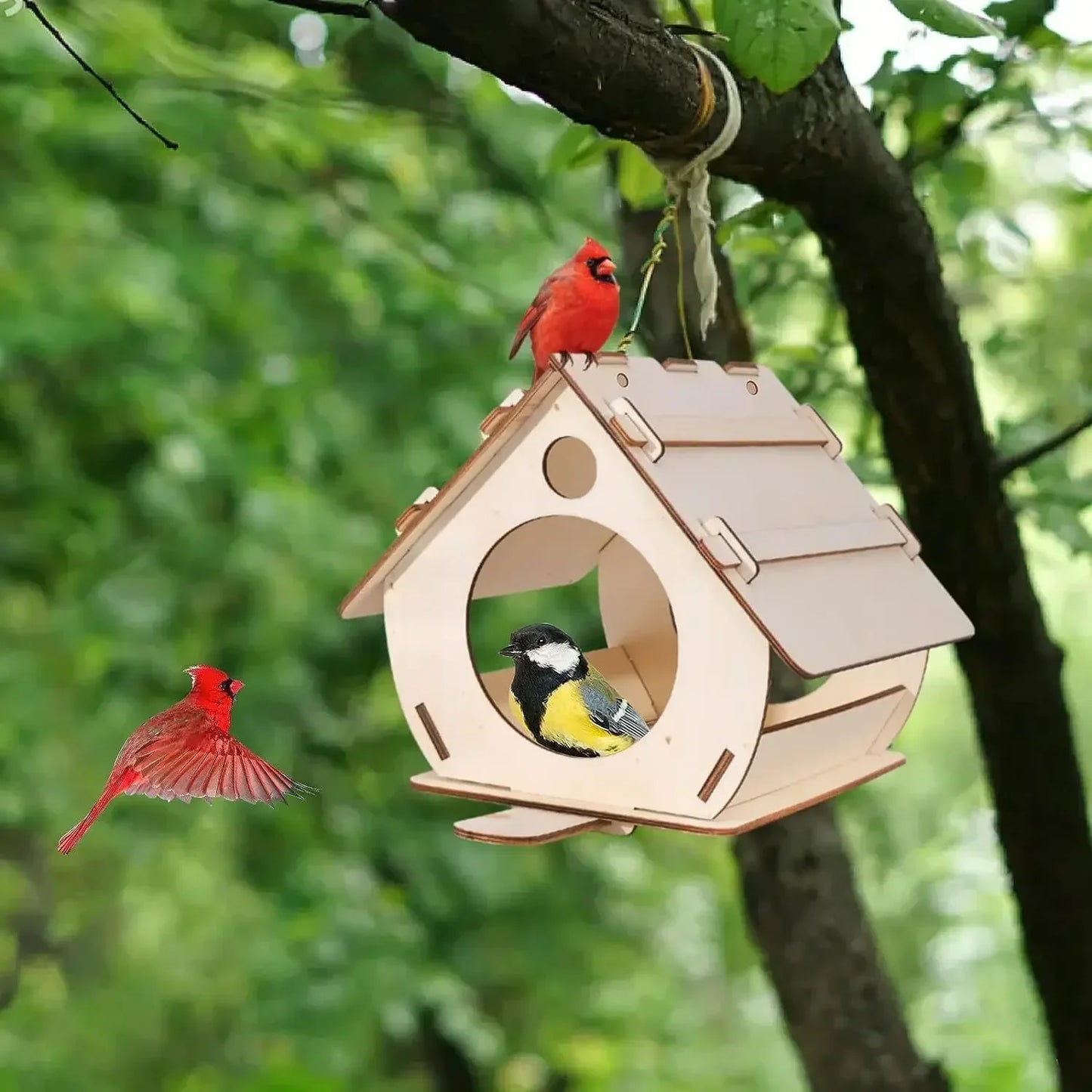Hanging wooden bird feeders Aviary DIY assembled outdoor garden decorative feeders Birdcage Birdhouse