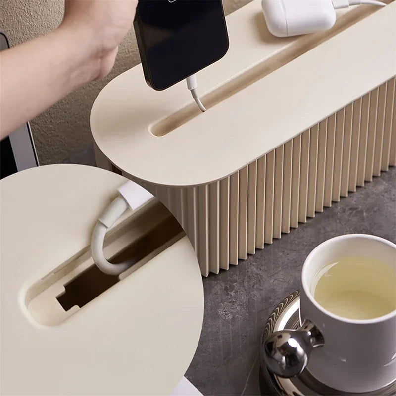 1pc Cable Storage Box With Lid For Office, High Capacity Cord Organizer, Space Saving Desktop Socket Cable Management Box