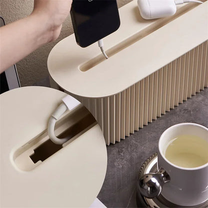 1pc Cable Storage Box With Lid For Office, High Capacity Cord Organizer, Space Saving Desktop Socket Cable Management Box