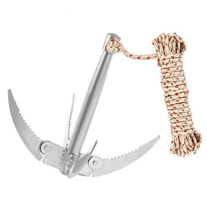 Folding Boats Anchor With Rope Outdoor Grappling Hook Survival Tool Sturdy Durable For Small Boat Canoes Fishing Supplies