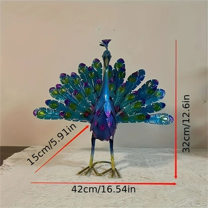 Peacock Statue Sculpture Handmade Crafts Ornament Animal Figurine Standing Posture Collectible Peacock Figurine Garden Craft