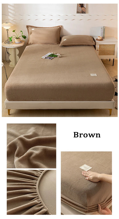 Velvet Thermal Mattress Cover, Plush Fabric Sheets For Winter, Bed Cover, Bed Sheets Set For Single Double King Queen Bed120x200