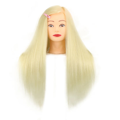 Cosmetology Mannequin Head With 25” 80% Real Hair For Braiding Hair Styling Training Head With Gift Hairdressing Salon Display