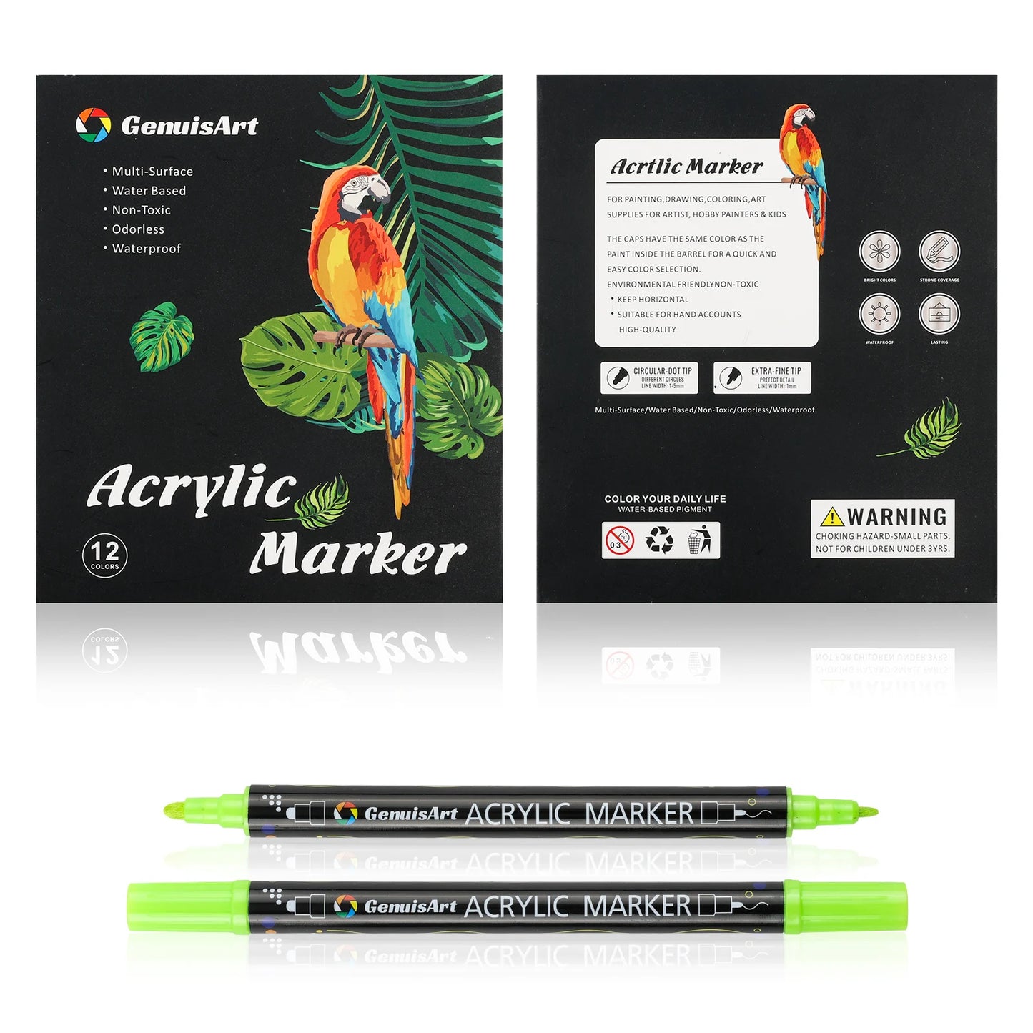 12/24/36/48/60/80 Colors Dual Tip Acrylic Paint Pens Markers Art Supplies for Wood, Rocks, Canvas, Glass, Ceramic, DIY, Graffiti