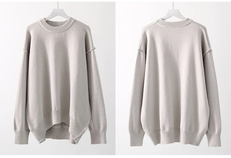 Blue Oversize Sweaters For Women Winter Thick Beige Pullover Woman Autumn Fashion Loose O Neck Ladies Sweaters Jumpers Women