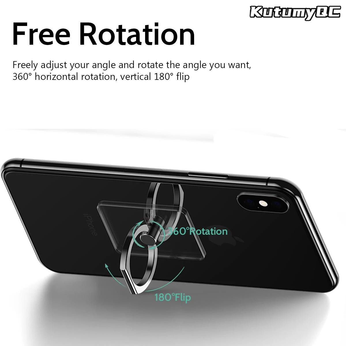 Transparent  Cell Phone Ring Holder Stand 360° Degree Rotation Clear Finger Grip Kickstand Compatible iPhones or Phone Case