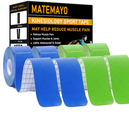 4 Rolls Kinesiology Tape Pro Athletic Sports Tape 80 Precut Strips Sports Waterproof Breathable Latex Free Elastic Sports Tape