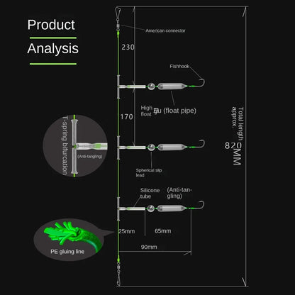 1pc 3 Hooks Fishing Hair Rigs Hook Iseni hook barb Carp Fishing Hook Suspension Anti Bottom Carp Rigs Fishing Lure