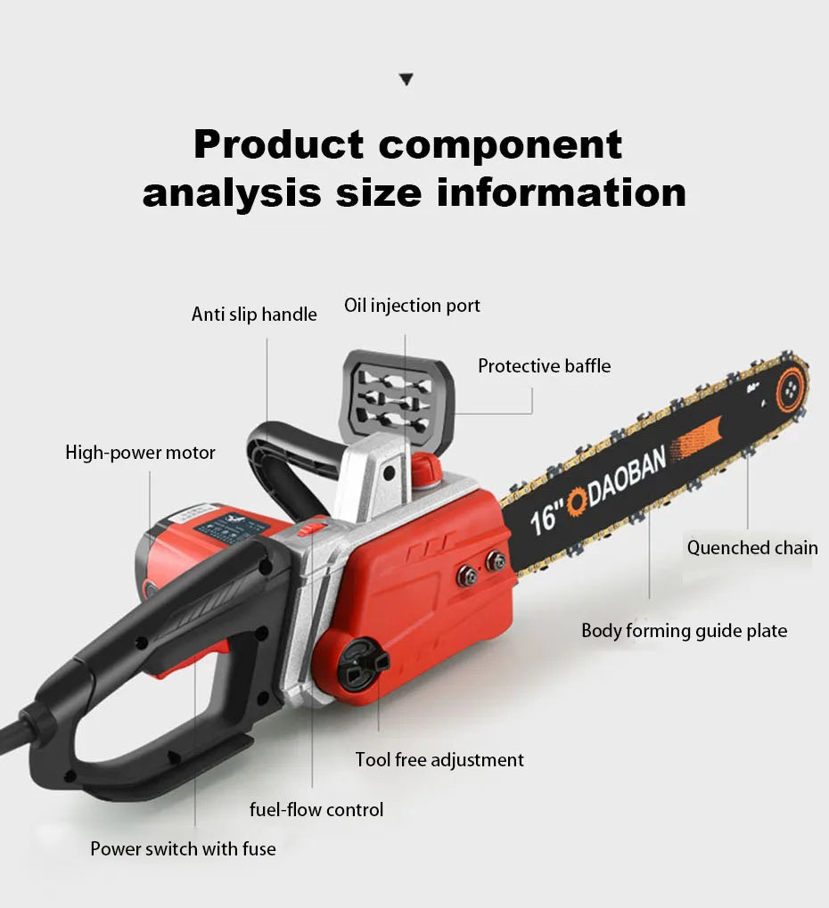 Handheld Electric Chain Saw Felling Saw Home Electric Chain Saw Mini Chain Saw Tree Saw Powerful Electric Saw 16 inch 12 inch