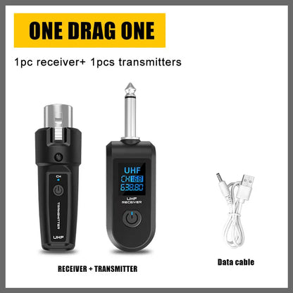 UHF XLR Adapter System Wireless Microphone Transmitter Receiver System for Dynamic Microphone Guitar Audio Mixer PA System