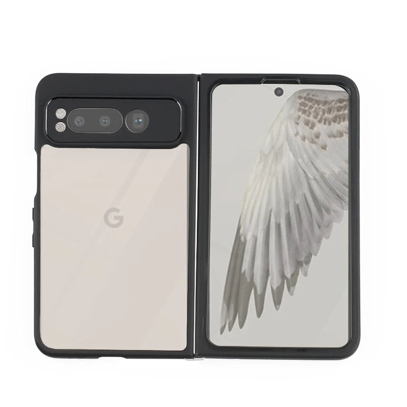 For Google Pixel Fold Case Cover Google Pixel Fold Capa Black Frame Shockproof Back Len Protector Clear Fundas Google Pixel Fold