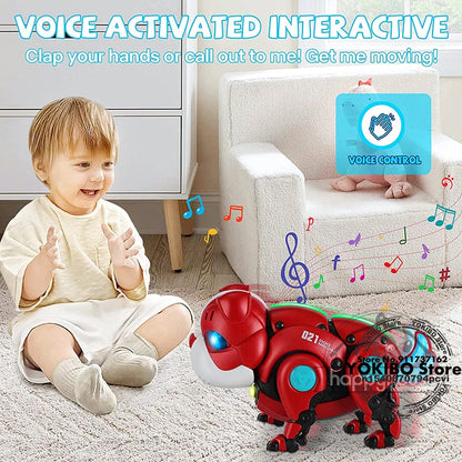 Baby Musical Toys Electronic Walking Moving Mecha Dog for Kids Interactive Toys Voice Control Light Music Toys for Toddler 1 2 3