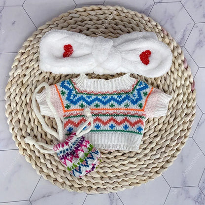 1set Clothes Suit Exquisite Soft Knitted Sweater DIY Accessories For 30cm Kawaii Yellow Duck Lalafanfan Plush Toys Stuffed Dolls