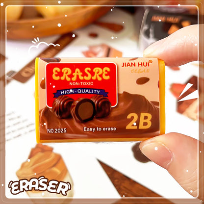 Aesthetic stationery back to school supplies Kawaii Stationery items Chocolate Erasers rubber school stationery accessories