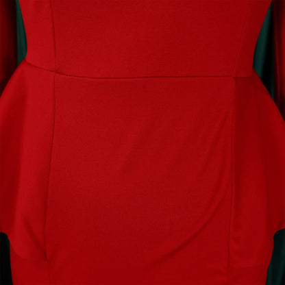 Elegant Office Dresses for Woman O Neck Full Sleeve Sheath Ruffles Package Hips Mid Calf Professional Business Work Dress Midi