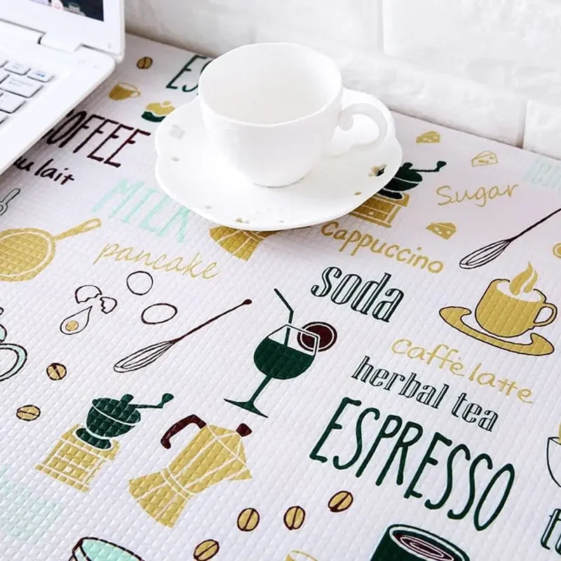 Waterproof Oil Thickened Kitchen Stickers 2 Roll Can Cut Table Mat Drawers Cabinet Shelf Liners Cartoon Cupboard Placemat