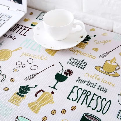 Waterproof Oil Thickened Kitchen Stickers 2 Roll Can Cut Table Mat Drawers Cabinet Shelf Liners Cartoon Cupboard Placemat