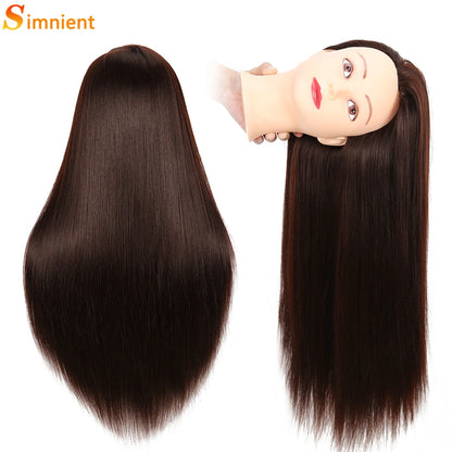Mannequin Head Model With Long Synthetic Hair, Manikin Head Styling Hairdresser Training Head, Doll Head for Braiding Practice