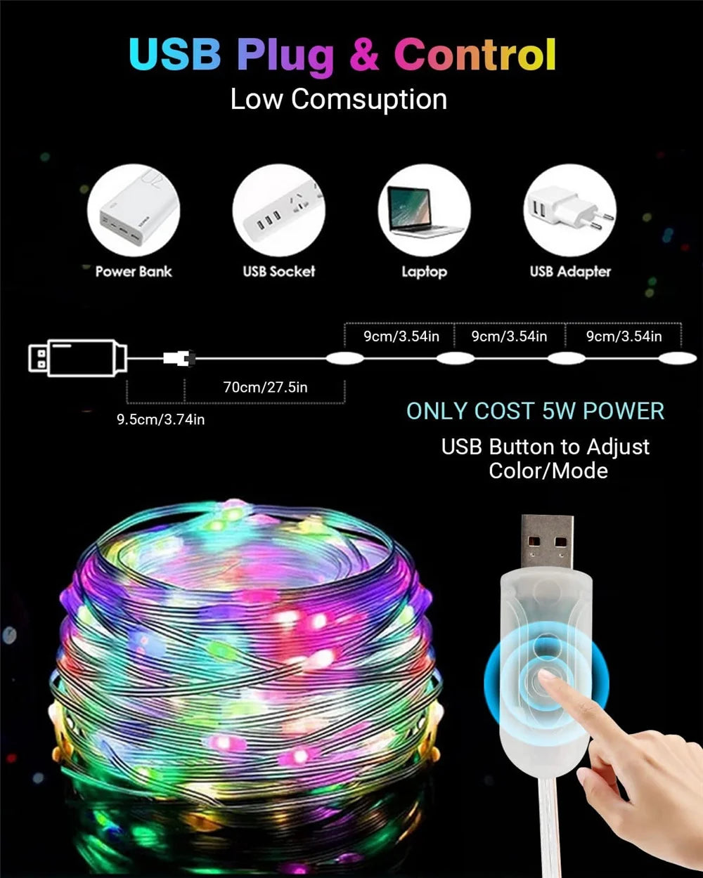 Smart Christmas Light APP Control Fairy LED Garland 5M 10M Remote Bluetooth DIY Color Indoor Music Sync Outdoor USB String Light