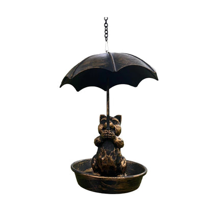 Bird Feeder Water Feeding Tray Umbrella Roof Sturdy Iron Birds Water Station Birdbath for Starlings Bluebirds Yard Gift Trees