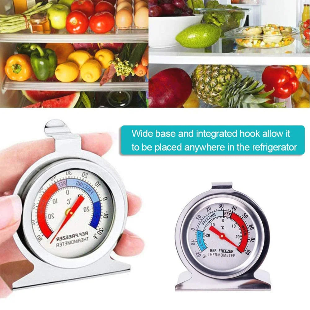 2/4Pcs Refrigerator Thermometer -30~30°C/-20~80°F, Classic Fridge Analog Thermometer Large Dial with Red Indicator Thermometer