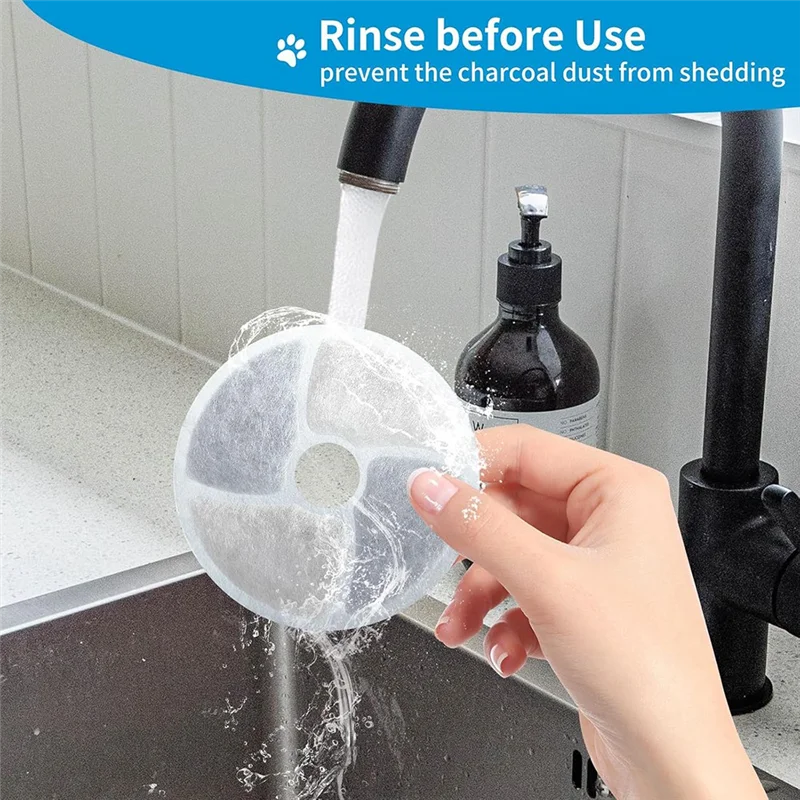 B64B-Automatic Pet Fountain Filter 6 Pack Replacement, 4.1 Inch Diameter Cat Water Fountain