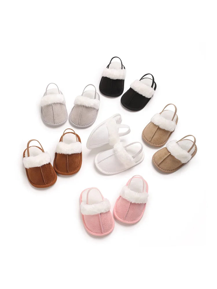 Cute Slippers for Babies Aged 0-18 Months, Suitable for Autumn And, Featuring Plush Lining for Warmth, Soft Soles for Comfort, A
