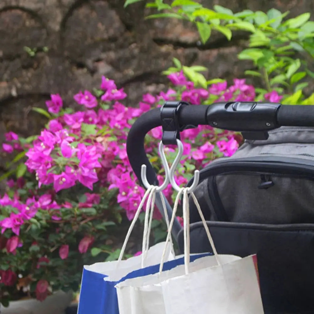 Cute S Shape Baby Stroller Hooks Double Hook PU Hanging Hook Cart Organizer Solid Color Stroller Accessories Baby