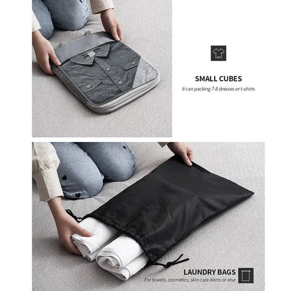 Portable Compression Packing Cubes Compressible Large Capacity Luggage Storage Bags Set Expandable Mesh