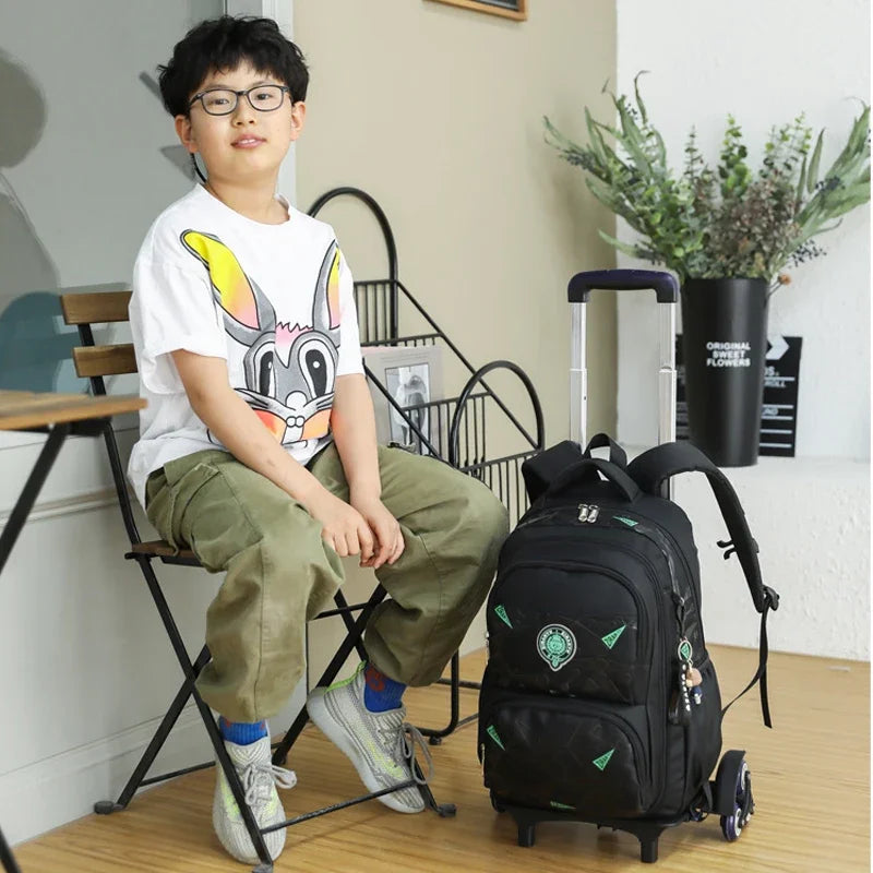 School Rolling Backpacks School bags for Boys Trolley bag with Wheels Waterproof Orthopedic School Bag Student Wheeled Backpack