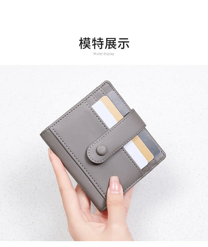 RFID Anti-blocking Wallet for Women, Multi-Card, Credit Card Bag, Lightweight and Simple, Short Buckle, Small, Fashion Wallet