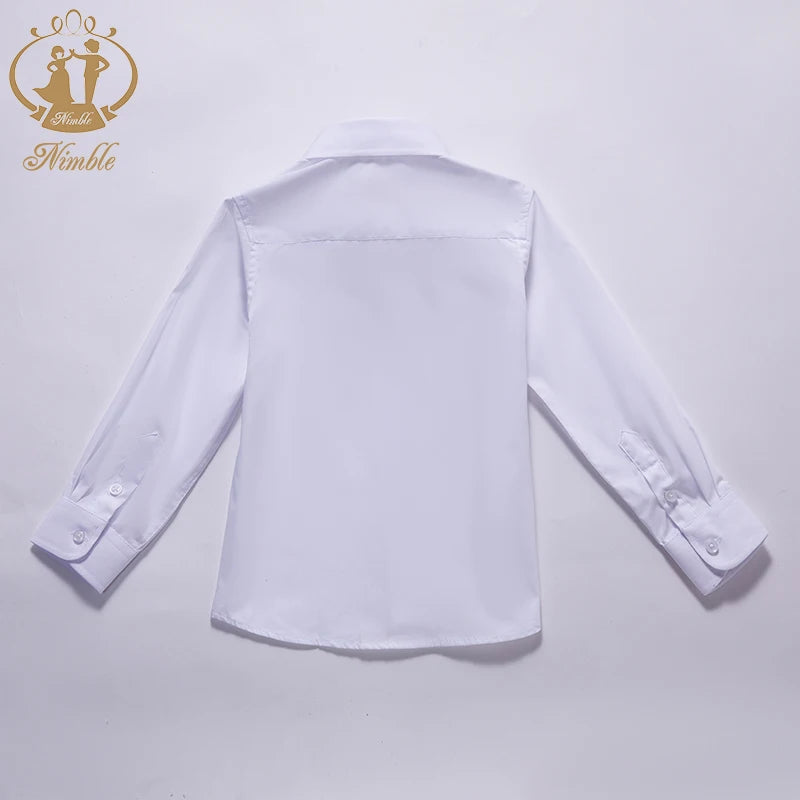 Baby white shirt 2025 Spring Autumn New Formal Long Sleeve blouse for Boys Turn Down Collar Blouse Coat Teenage Tops 3M-7 Years